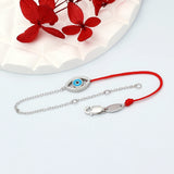925 Silver Evil Eye Red Rope Chain Bracelet CZ Jewelry