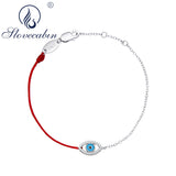 925 Silver Evil Eye Red Rope Chain Bracelet CZ Jewelry