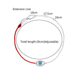 925 Silver Evil Eye Red Rope Chain Bracelet CZ Jewelry