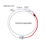 925 Silver Evil Eye Hand Red Rope Bracelet CZ Luckly Femme Jewelry