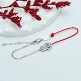 925 Silver Evil Eye Hand Red Rope Bracelet CZ Luckly Femme Jewelry