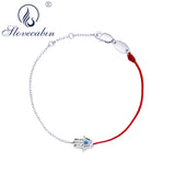 925 Silver Evil Eye Hand Red Rope Bracelet CZ Luckly Femme Jewelry