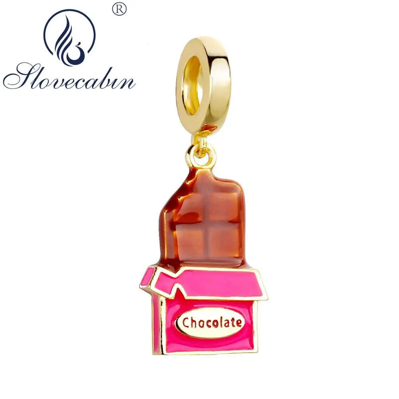 925 Silver Chocolate Pendant Charms for Bracelet Jewelry