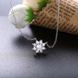 925 Silver Flower Pendant Crystal Necklace for Women