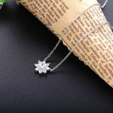 925 Silver Flower Pendant Crystal Necklace for Women