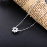 925 Silver Flower Pendant Crystal Necklace for Women