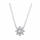 925 Silver Flower Pendant Crystal Necklace for Women