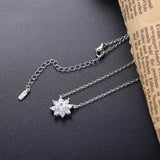 925 Silver Flower Pendant Crystal Necklace for Women