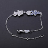 925 Silver Zircon Boy & Girl Chain Bracelets for Women Adjustable CZ Jewelry