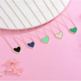 925 Silver Enamel Love Heart Pendant Necklace 18K Plated Women Jewelry