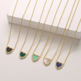 925 Silver Enamel Love Heart Pendant Necklace 18K Plated Women Jewelry