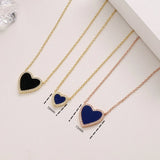925 Silver Enamel Love Heart Pendant Necklace 18K Plated Women Jewelry