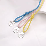 925 Silver Colorful Rope Adjustable Handcuff Bracelet Menotte