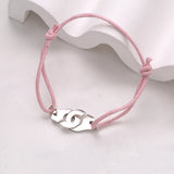 925 Silver Colorful Rope Adjustable Handcuff Bracelet Menotte