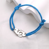925 Silver Colorful Rope Adjustable Handcuff Bracelet Menotte