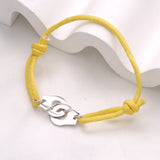 925 Silver Colorful Rope Adjustable Handcuff Bracelet Menotte