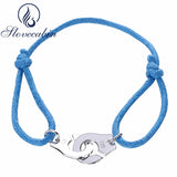 925 Silver Colorful Rope Adjustable Handcuff Bracelet Menotte