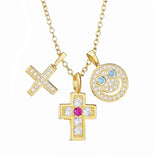 925 Silver Star Cross DIY 3 Pendant Necklace Women Party Jewelry