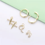 925 Silver Hoop Earrings Star Moon Cross Huggie Jewelry Women