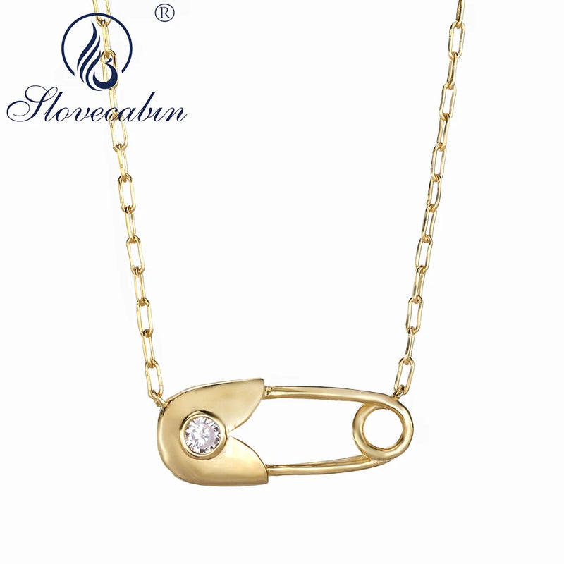 925 Silver Pin Pendant Necklace Plain Rock Punk Lady Party Statement Jewelry