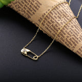 925 Silver Pin Pendant Necklace Plain Rock Punk Lady Party Statement Jewelry