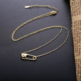925 Silver Pin Pendant Necklace Plain Rock Punk Lady Party Statement Jewelry