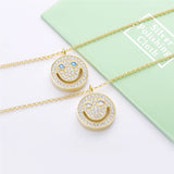 925 Silver Smile CZ Eye Pendant Necklace Lumiea Jewelry Men Thick Long Chain