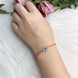 925 Silver Hand Luck Evil Eye Rope Bracelet Clear CZ Fine Jewelry
