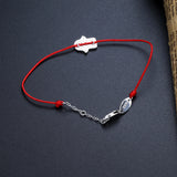 925 Silver Hand Luck Evil Eye Rope Bracelet Clear CZ Fine Jewelry