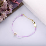 925 Silver Heart Charm Purple Rope Bracelet for Women