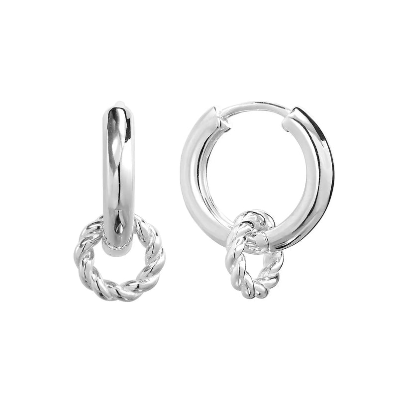 925 Silver Double Round Drop Earrings Party Jewelry