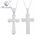 925 Silver Zircon Cross Pendant Necklace, Vintage Punk Crystal Jewelry