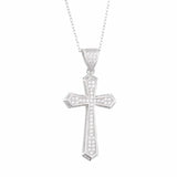 925 Silver Zircon Cross Pendant Necklace, Vintage Punk Crystal Jewelry