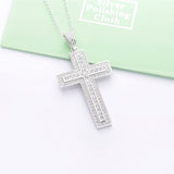 925 Silver Zircon Cross Pendant Necklace, Vintage Punk Crystal Jewelry