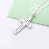 925 Silver Zircon Cross Pendant Necklace, Vintage Punk Crystal Jewelry