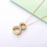925 Silver Lucky Num 8 Pendant Chain Necklace Zircon Collana Jewelry