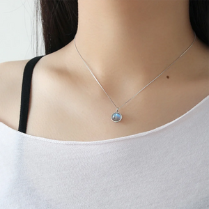 925 Silver Labradorite Pendant Necklace Moon Stone Women's Jewelry