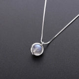 925 Silver Labradorite Pendant Necklace Moon Stone Women's Jewelry