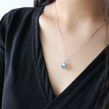 925 Silver Labradorite Pendant Necklace Moon Stone Women's Jewelry