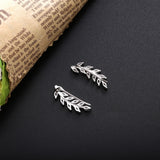 925 Silver Leaves Thread Earrings Women CZ Crystal Clear Fine Jewelry