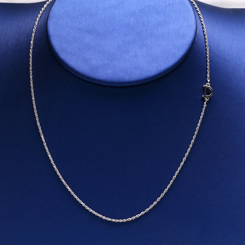 925 Silver Letter D Long Chain Necklace Women Men Choker Collar Gift