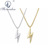 925 Silver Lighting Star Pendant Choker Necklace Hip Hop Lock