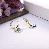 925 Silver Nighty Sky Hoop Earrings Enamel Moon Star Drop Dangling Piercing