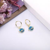 925 Silver Nighty Sky Hoop Earrings Enamel Moon Star Drop Dangling Piercing
