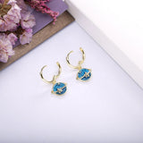 925 Silver Nighty Sky Hoop Earrings Enamel Moon Star Drop Dangling Piercing