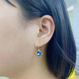 925 Silver Nighty Sky Hoop Earrings Enamel Moon Star Drop Dangling Piercing
