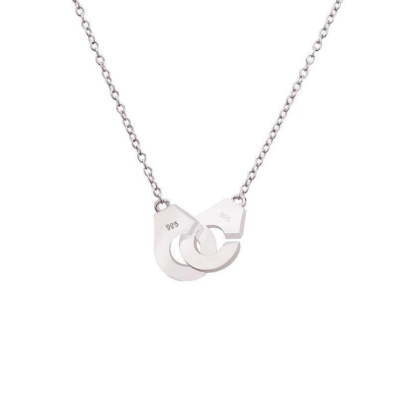 925 Silver Handcuff Long Chain Necklace For Women Christmas Gift French Punk
