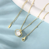 Planet Pearl Bead Chain Necklace with Cubic Zircon
