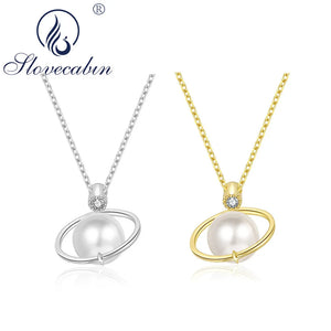 Planet Pearl Bead Chain Necklace with Cubic Zircon