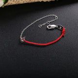 925 Silver Red Rope Chain Bracelets With Crystal CZ